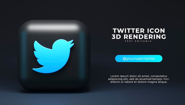 PSD twitter 3d-renderöintisovelluksen logo tausta youtube sosiaalisen median alusta