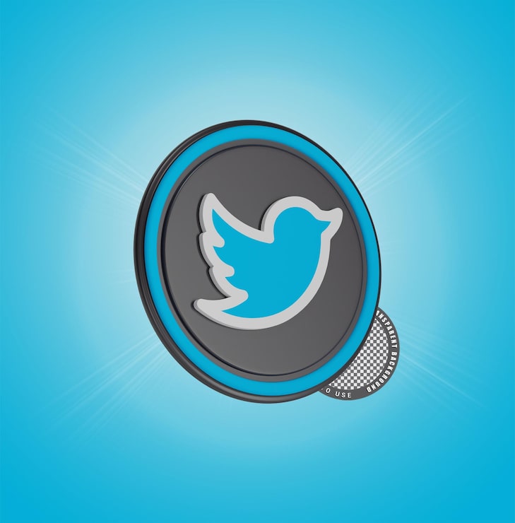 PSD twitter-kuvake 3d-sosiaalisen median kuvake eristetty