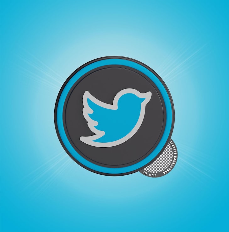 PSD twitter-kuvake 3d-sosiaalisen median kuvake eristetty