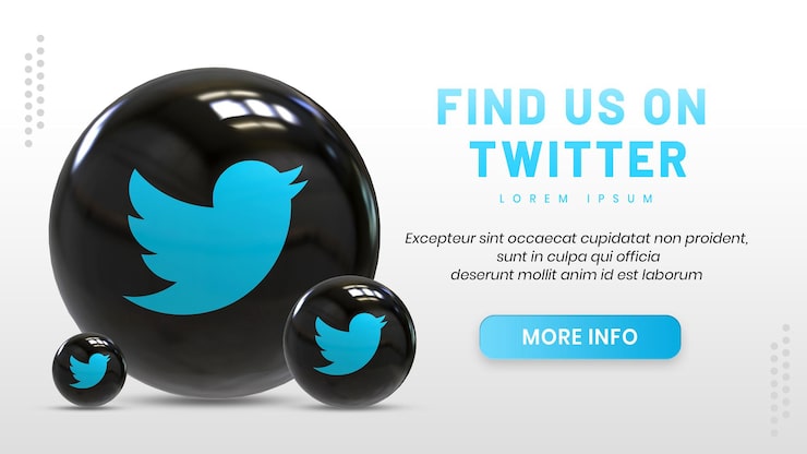 PSD twitter-kuvake sosiaalisen median 3d-malli