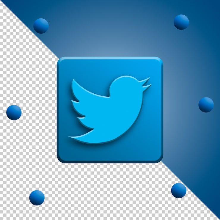 PSD twitter-logo 3d-renderöinti eristettynä
