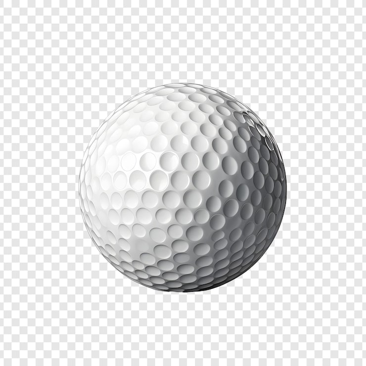 PSD üzerinde beyaz bir top olan beyaz bir golf topu