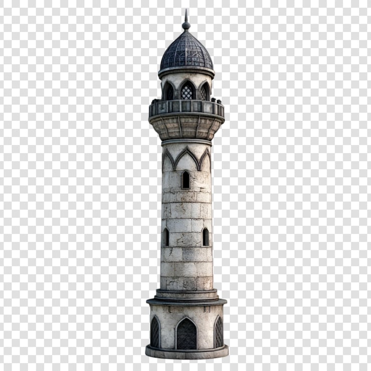 PSD uzun minare i̇slami mimari taş kule tasarımı