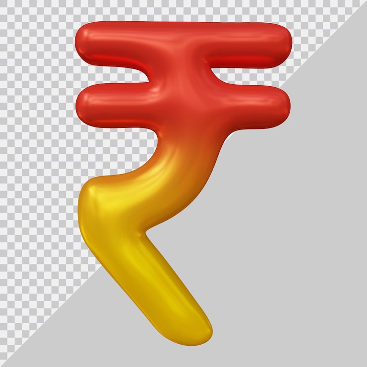 PSD valuuttamerkki intian rupia 3d-renderöinnissä