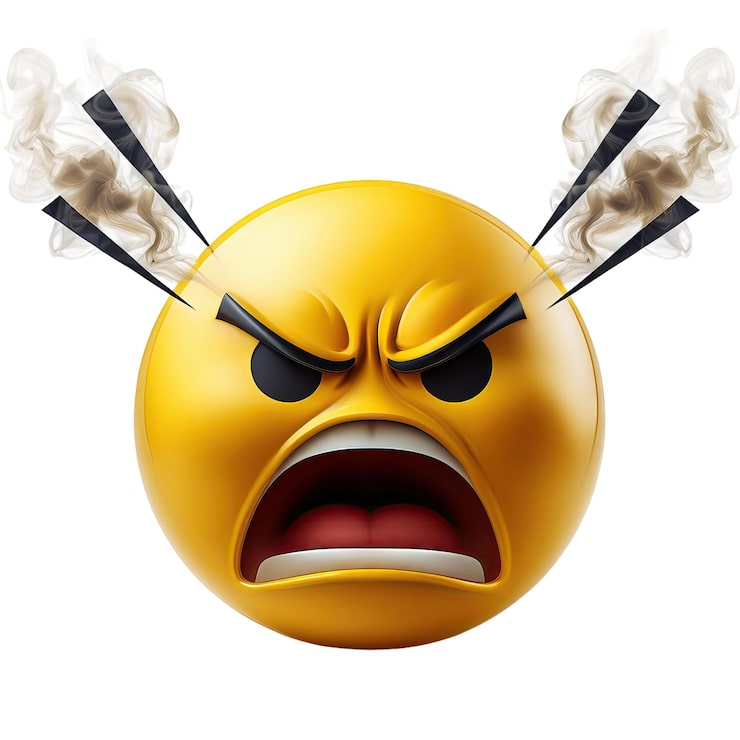 PSD vred gul emoji med damp