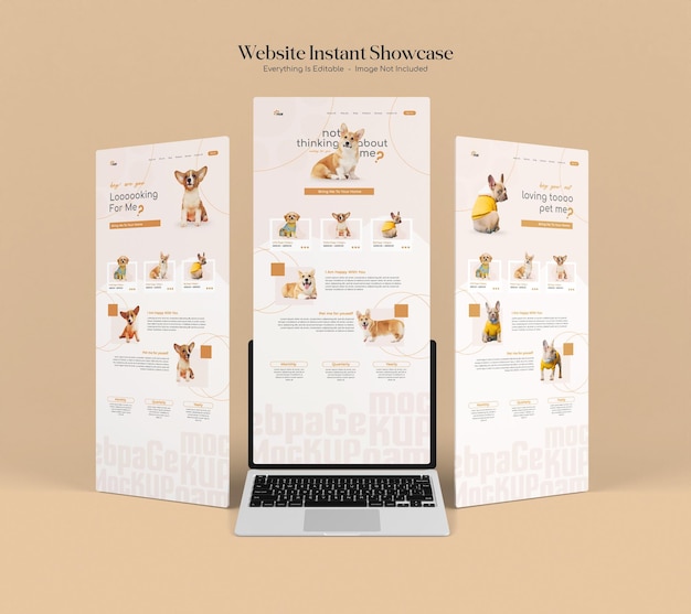 PSD website mockup 3d umiddelbar utstilling isolert