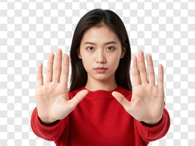PSD 年輕女子做著停車手勢
