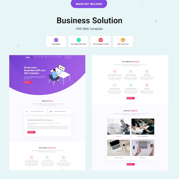 PSD zakelijke webinterfaceontwerp