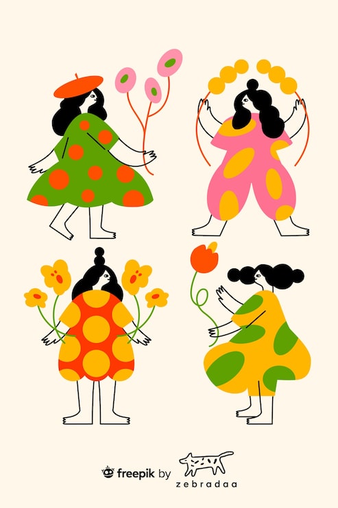 Abstract floral women set