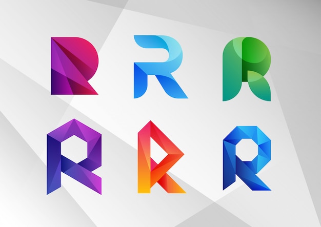 Vector 추상 그라데이션 r 로고 컬렉션