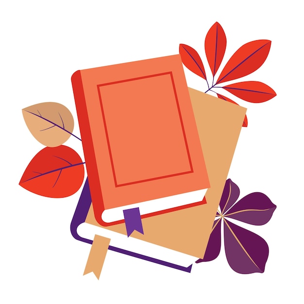 Вектор осень книги листья