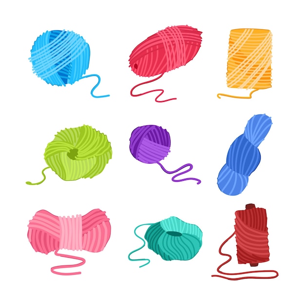 Vector ball yarn set cartoon vector illustratie