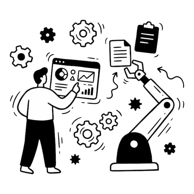 Vector bedrijfsprocesautomatisering en data-analyse.
