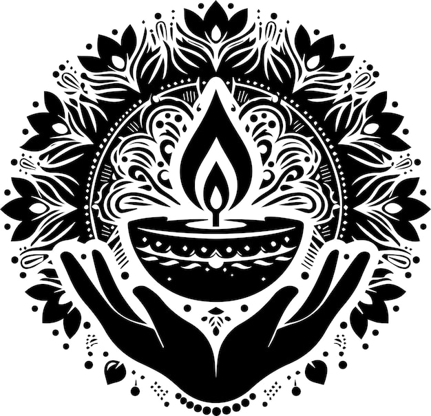 Vector ろうそくを握っている人の黒と白の画像