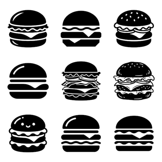 Vector burger iconen set
