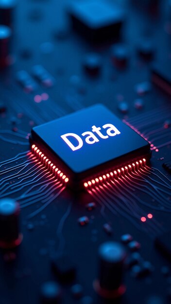 Vector close-up van een computer microchip met het label data