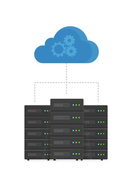 Vector cloud computing server datacenter netwerkhub stockillustratie