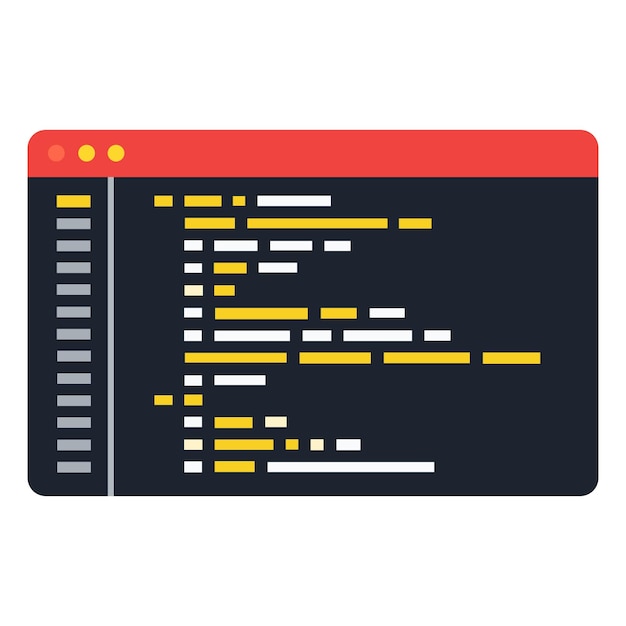 Vector code-editorvenster met programmeerscript