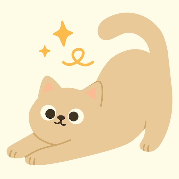 Vector 可爱的顽皮猫暖色调扁平插画