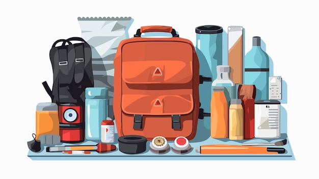 Vector emergency disaster preparation kit flat vector
