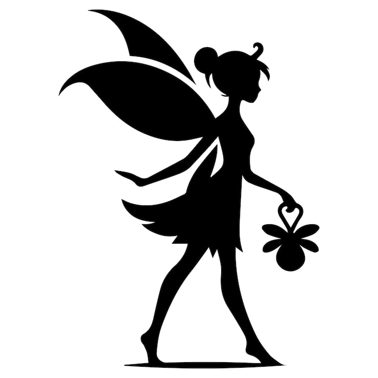 Vector 요정 실루 일러스트레이션 평평한 디자인