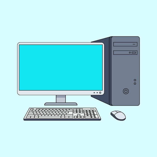 Vector flat design desktop computer opstelling