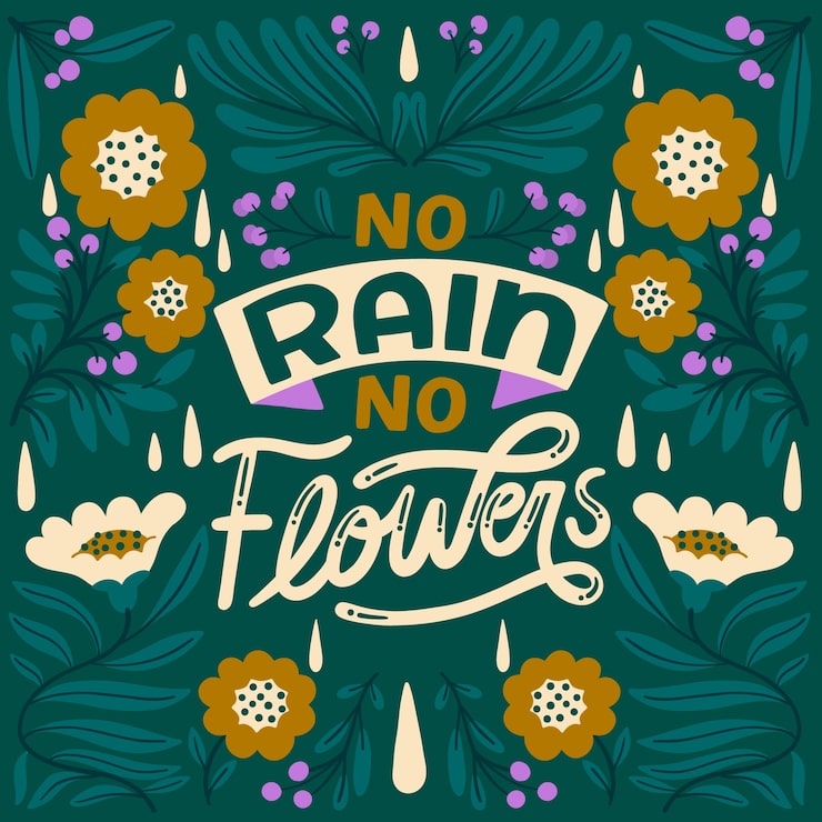 Flat flowers lettering