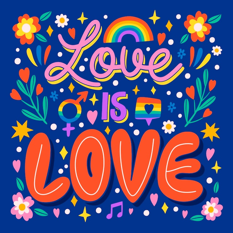 Flat pride month celebration lettering