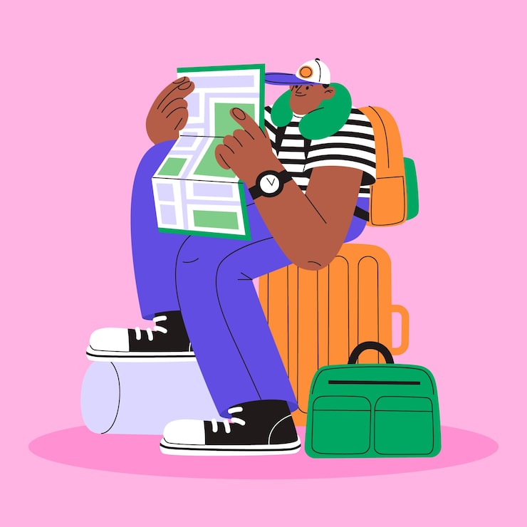 Flat tourist illustration