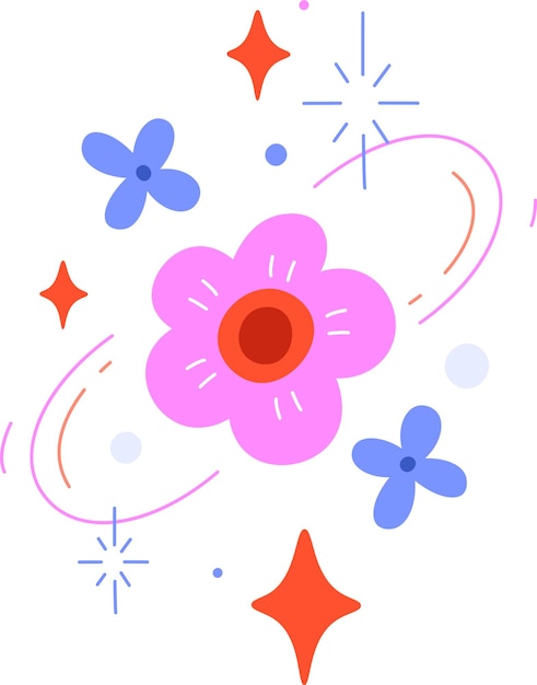 Vector 花卉和星光元素小紋身