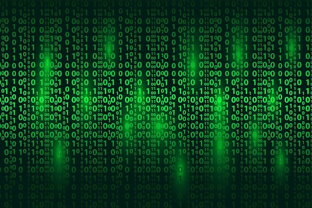 Vector groene binaire code digitale matrix vector achtergrond