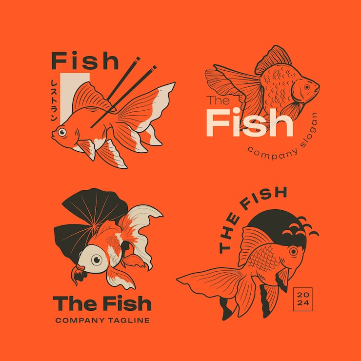Hand drawn fish logo design