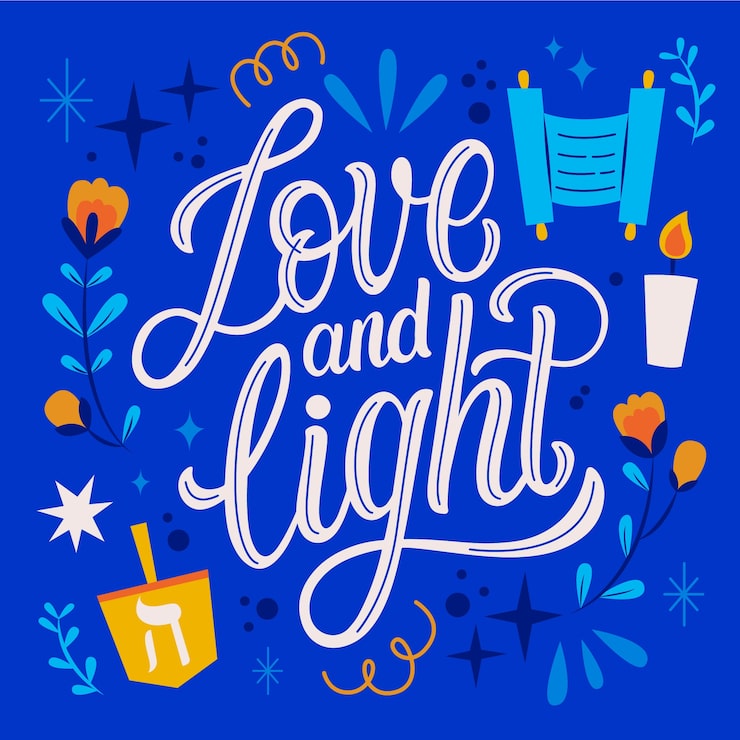 Hand drawn hanukkah text illustration