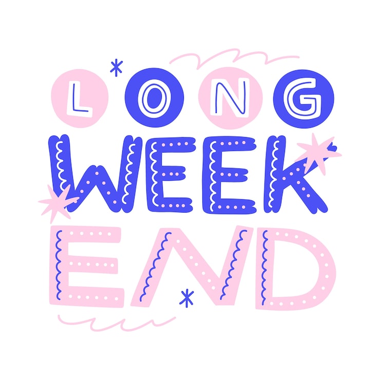 Hand drawn long weekend lettering background