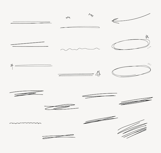 Vector 손으로 그린 하선 과 화살표