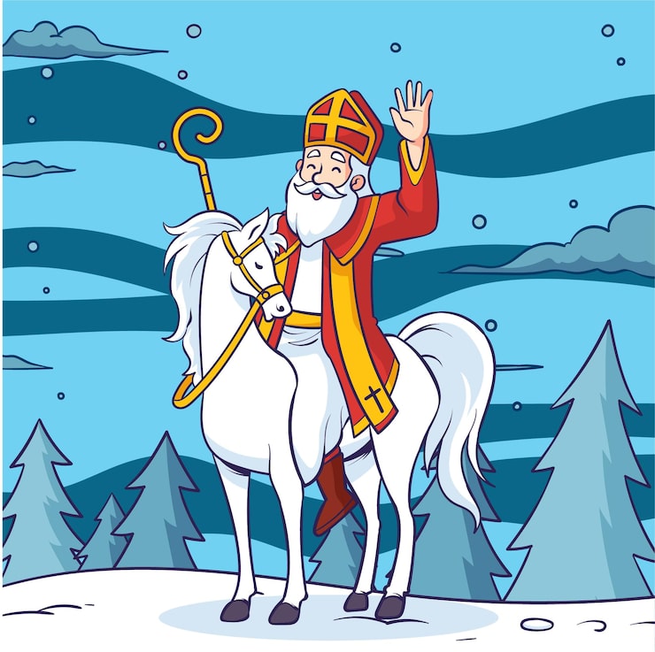 Vector handgetekende sinterklaas illustratie 2024