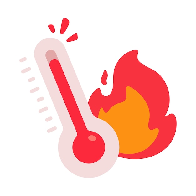 Vector 불꽃이 있는 뜨거운 온도계