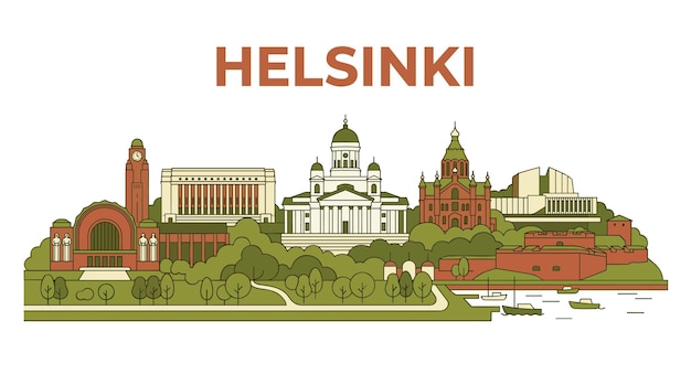 Vector illustratie van de skyline van helsinki