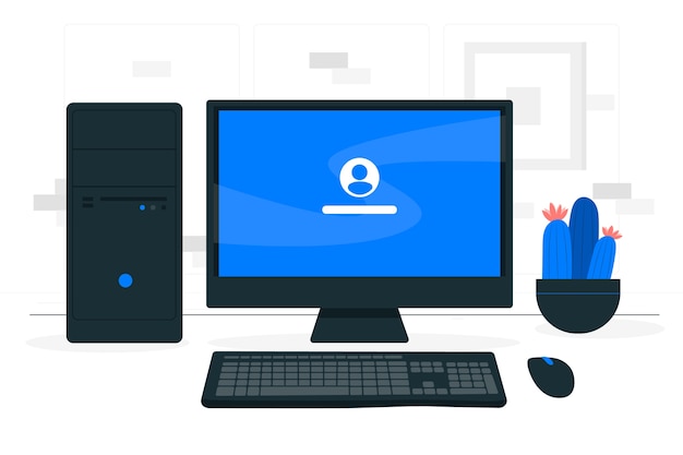Vector illustratie van desktopcomputerconcept