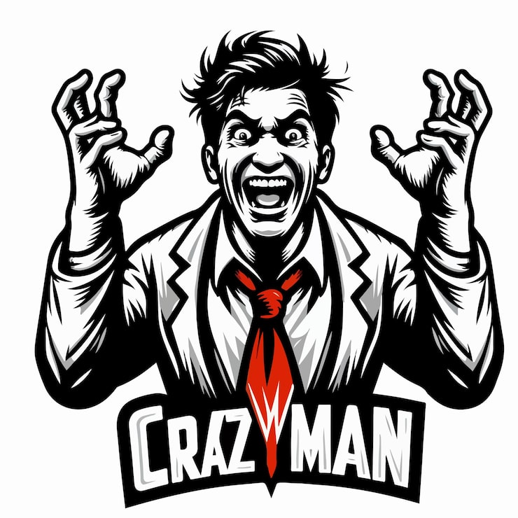 Vector illustratie van het logo van de gekke man