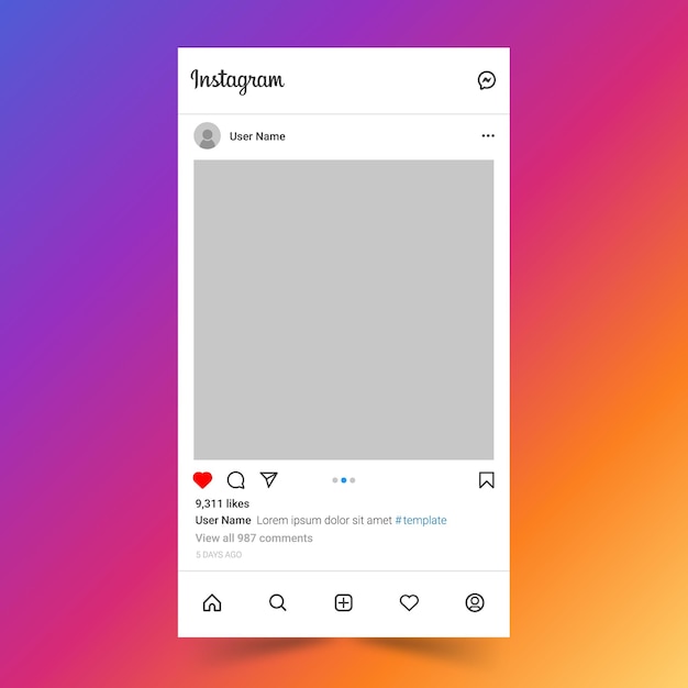 Vector instagram social media post interface sjabloon