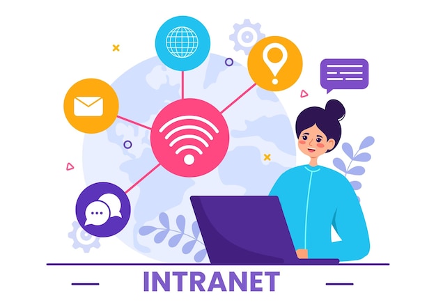 Vector intranet internet network connection technology vector illustratie om informatie te delen