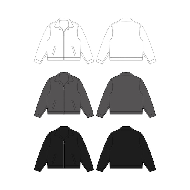 Vector 克技術時尚插圖矢量克模擬模板前後子平面草圖