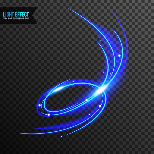 Vector lichteffect blauwe vector transparant met lijnwerveling