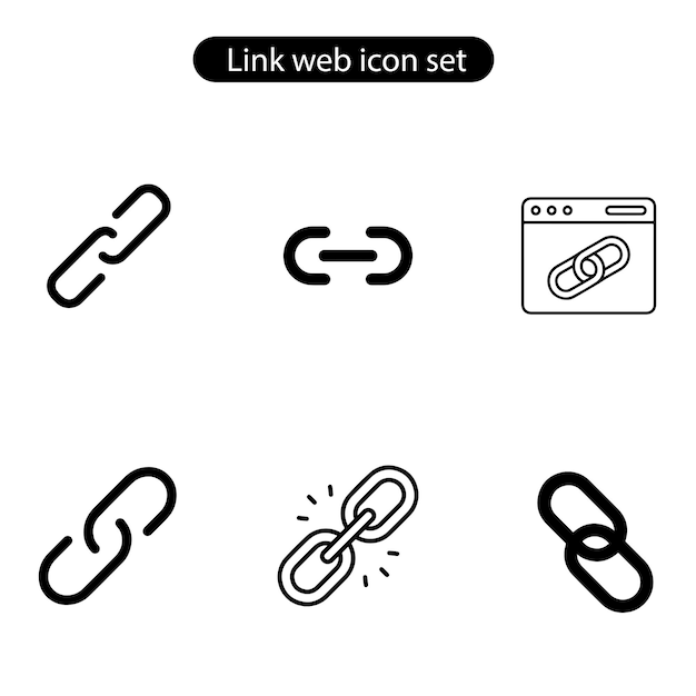 Vector link web vector art icoon set illustratie op witte achtergrond