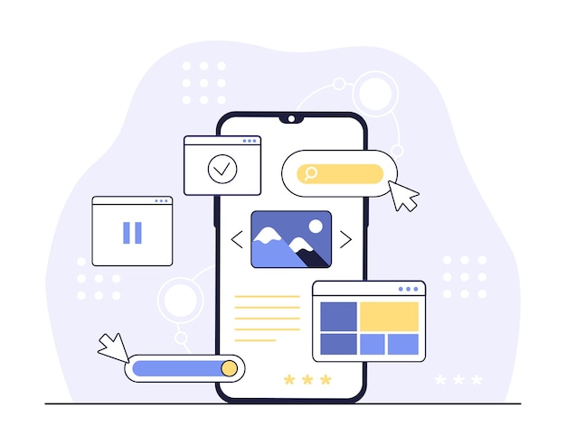 Vector 모바일 ui 개발 인터페이스 및 온라인 페이지 디자인 코딩 현대 기술 인터넷
