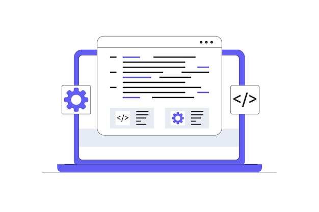 Vector moderne programmering codering en techprojecten creatieve softwareontwikkeling webdesign en digitaal