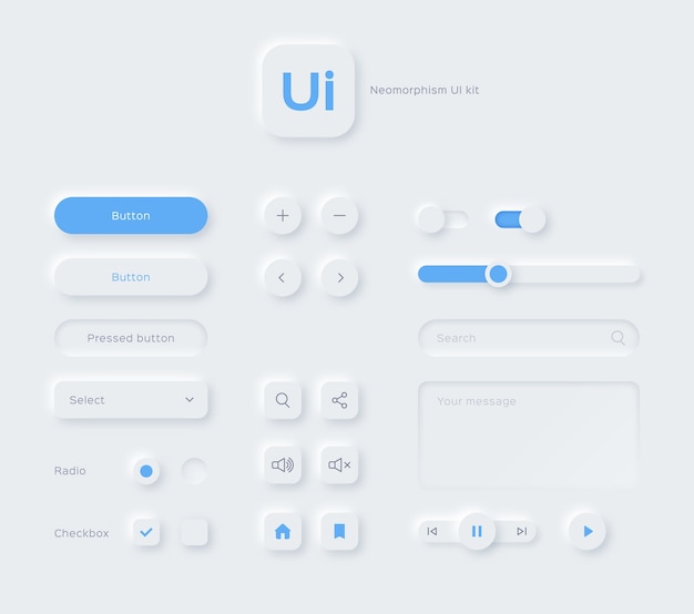 Vector neomorphic ui kit neomorphism 스타일 디자인 요소