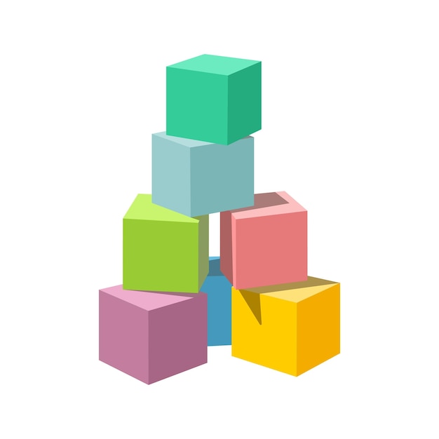 Vector pastelkleurige vector leeg blok bouwtoren