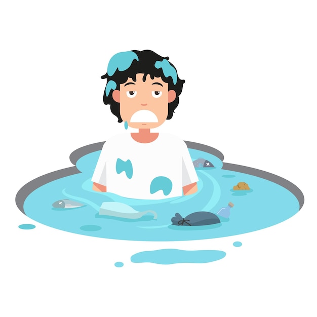 Vector 水に溺れる人 - ステップ・イラスト・ベクトル